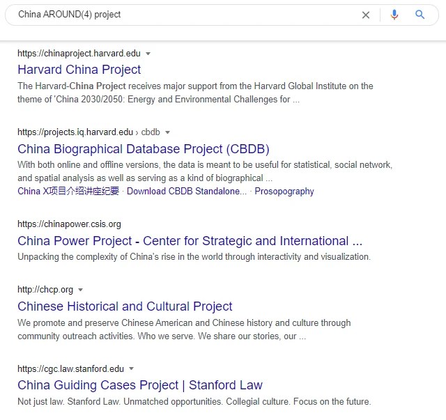 China AROUND(4) project 的搜索结果页面